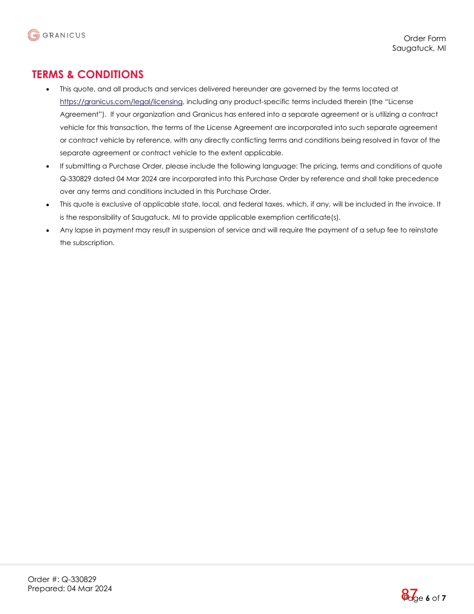 Page 87 of the packet; its text follows