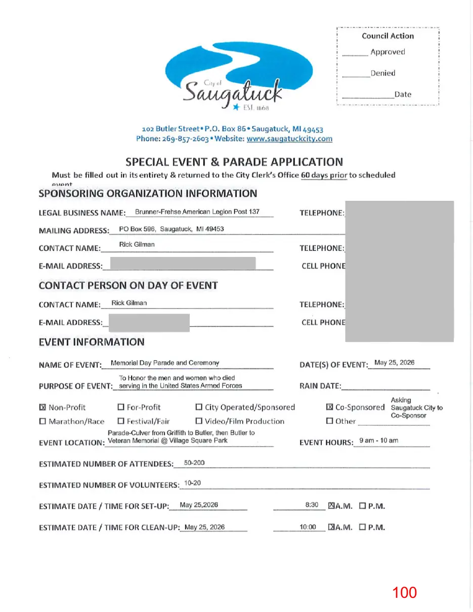 Page 100 of the packet, a scanned page
