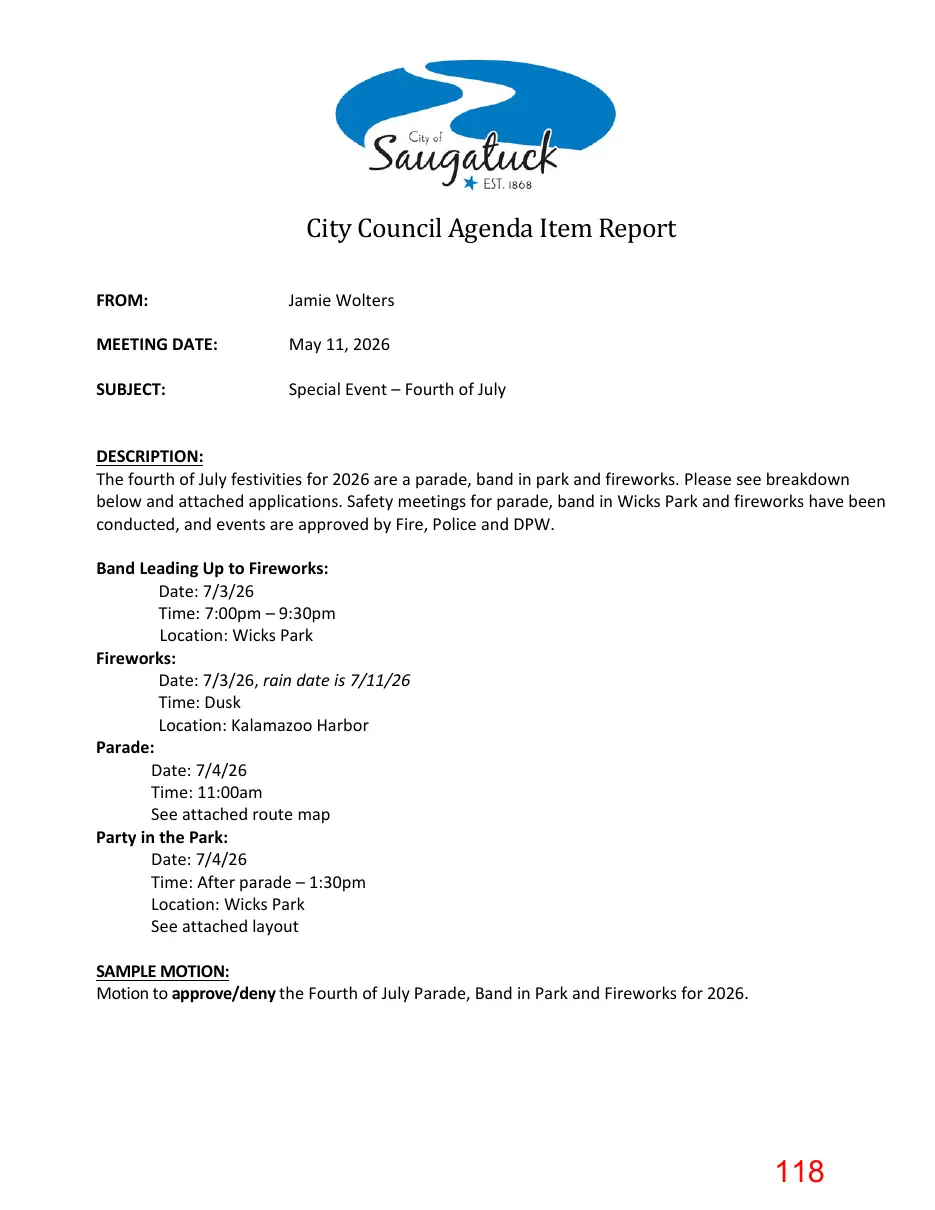 Page 118 of the packet; its text follows