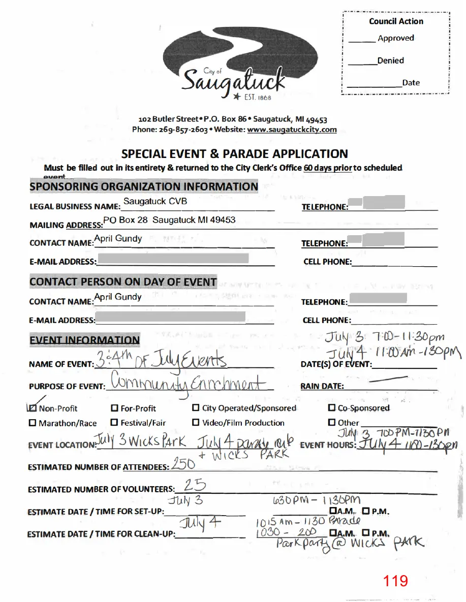 Page 119 of the packet, a scanned page