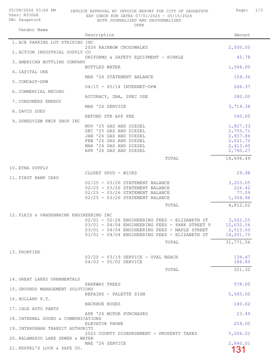 Page 131 of the packet; its text follows