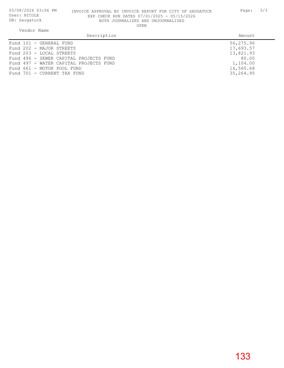 Page 133 of the packet; its text follows