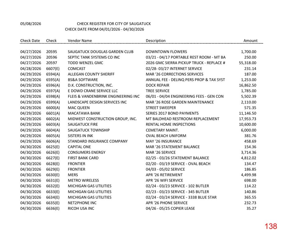 Page 138 of the packet; its text follows