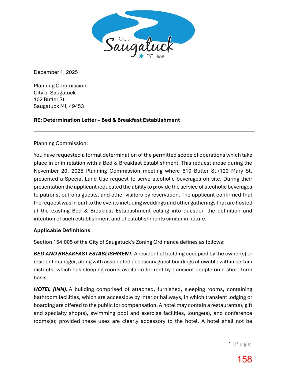 Page 158 of the packet; its text follows