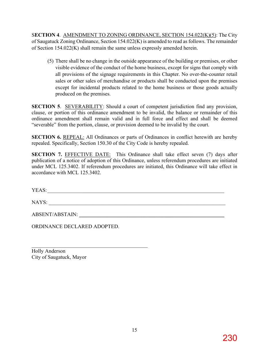 Page 230 of the packet; its text follows