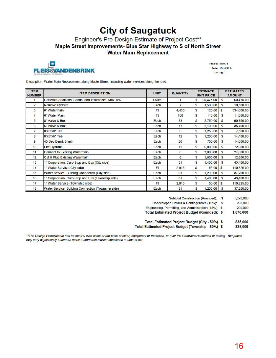 Page 16 of the packet, a scanned page