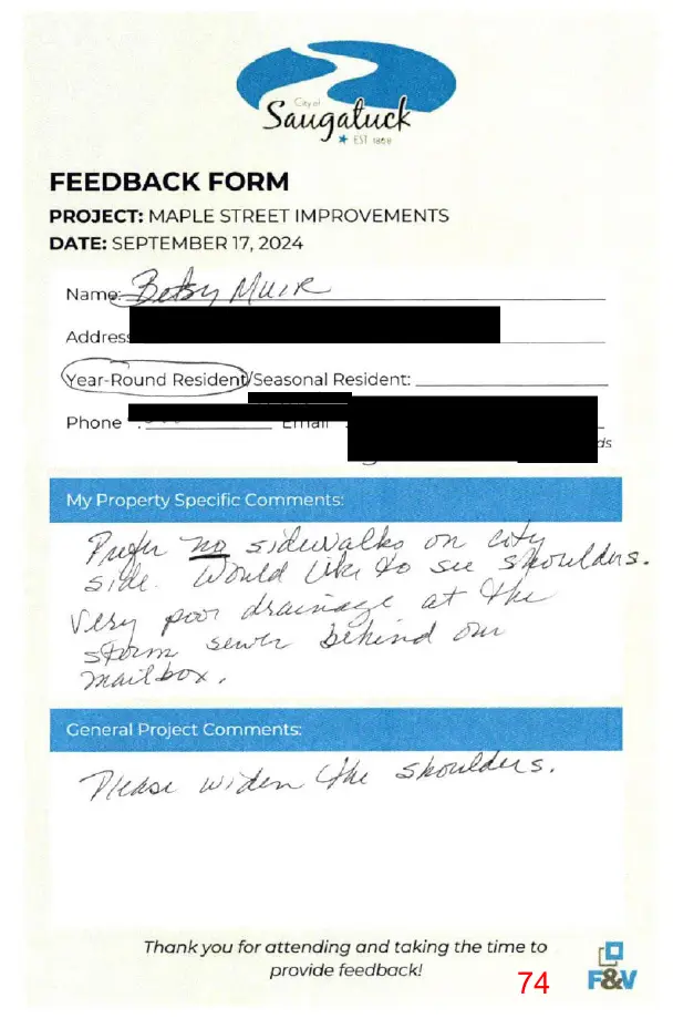 Page 74 of the packet, a scanned page