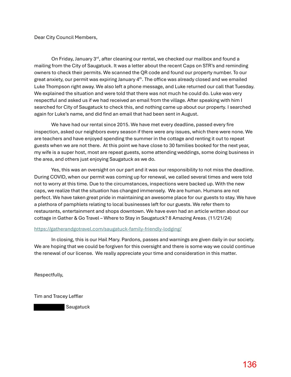 Page 136 of the packet; its text follows